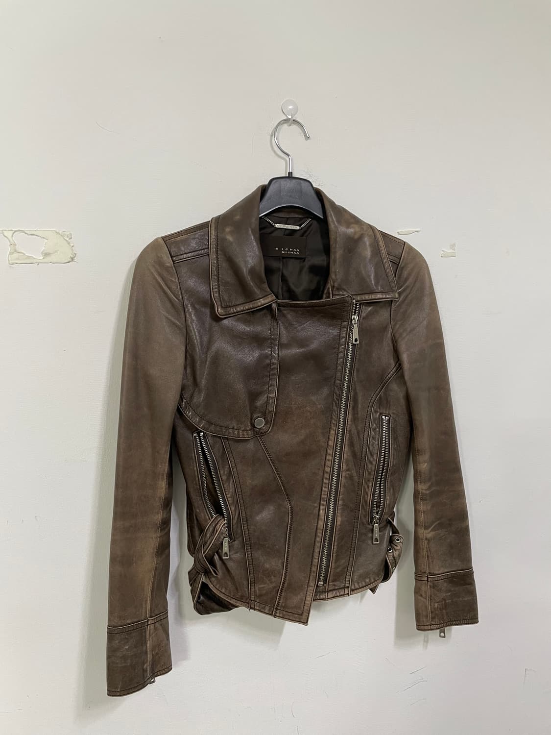 미샤 브라운 가죽 라이더 자켓 상품이미지1
