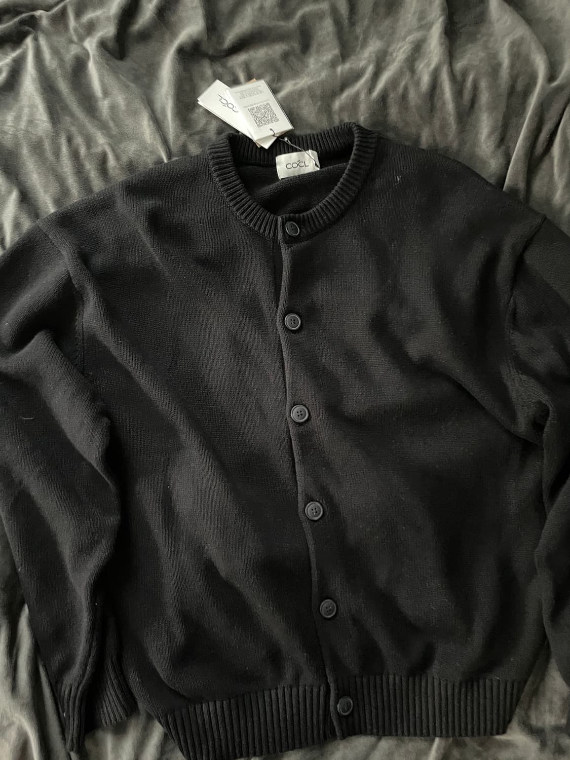 커스텀어클락 소프트 베이직 라운드 가디건 블랙 L 택포 새상품 상품이미지1