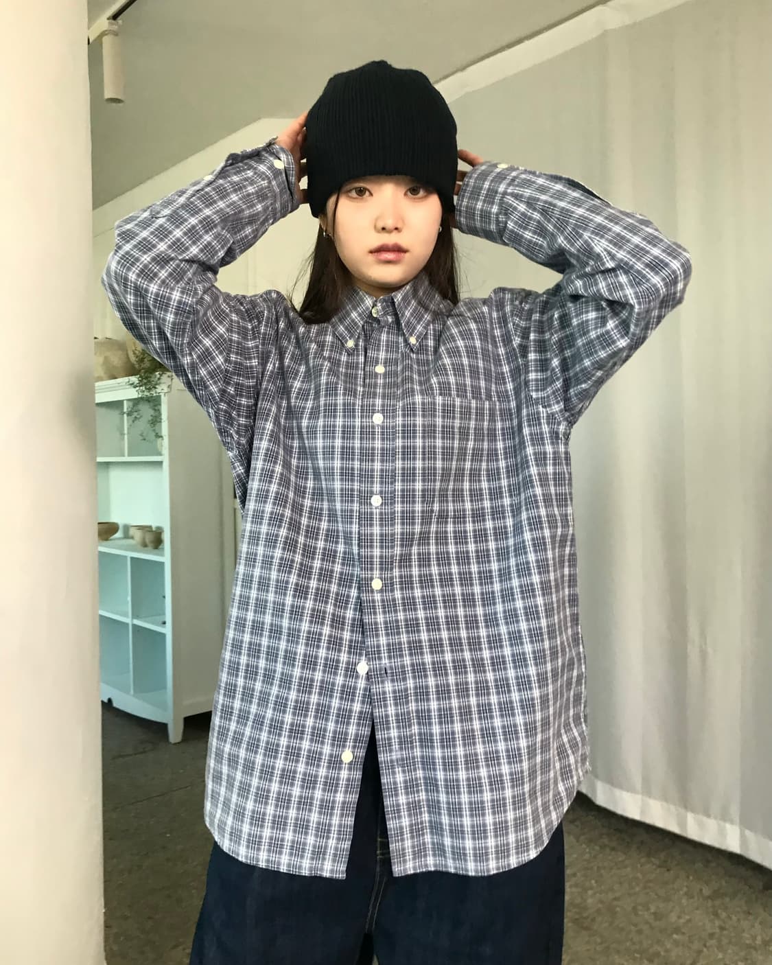 에디바우어 블루 체크 셔츠  상품이미지2