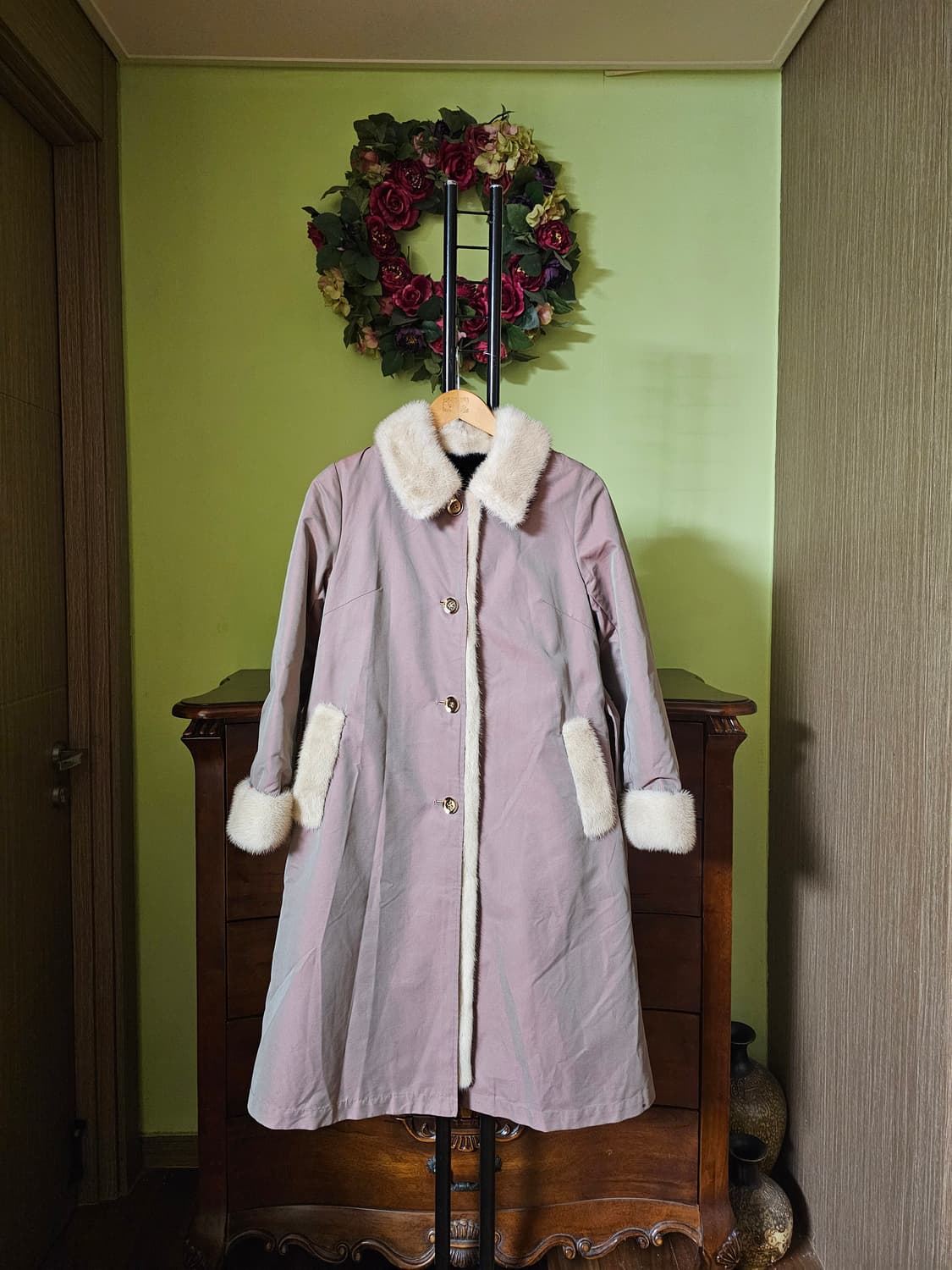 천연 밍크배색 코트 상품이미지2