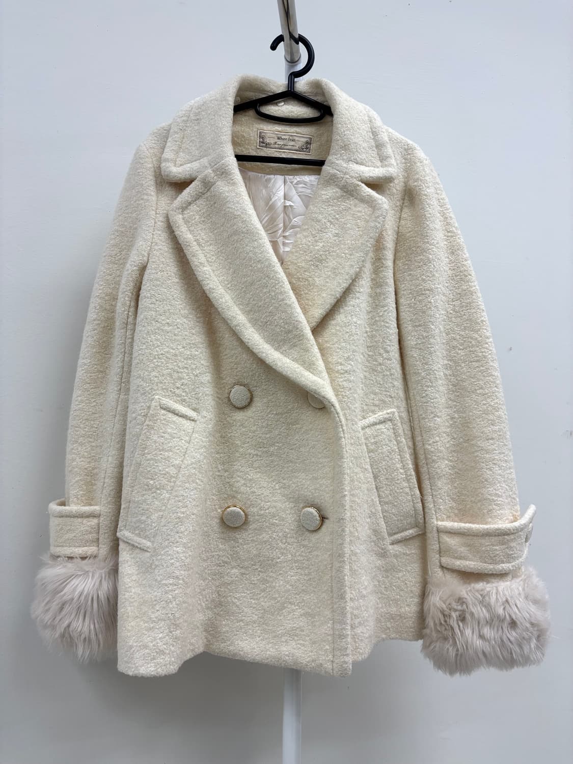 빈티지 화이트 아이보리 더블 코트 상품이미지8