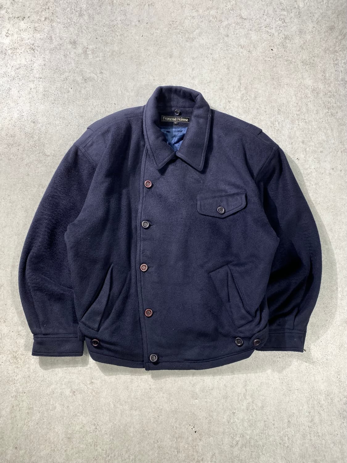 [M] 80s Fransoise Homme 아카이브 네이비 울 자켓 상품이미지1