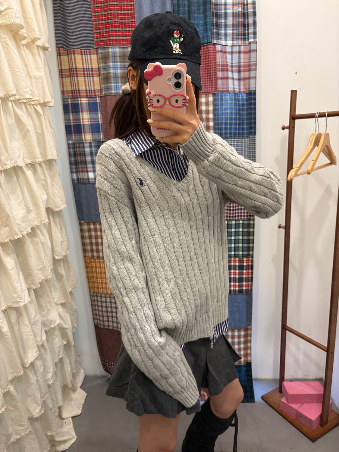 폴로 꽈배기 브이넥 니트 상품이미지1