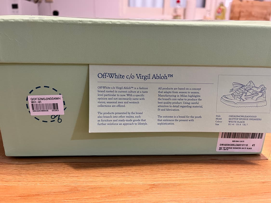 오프화이트 23ss 스펀지 미드탑 스니커즈 41사이즈 상품이미지9