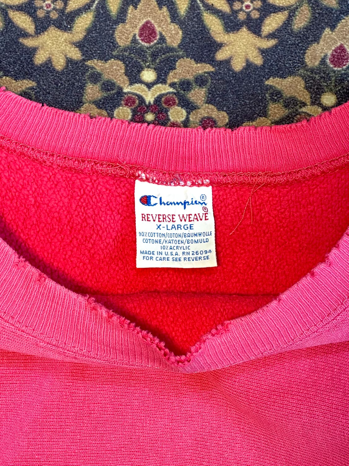 90s 빈티지 챔피온 리버스위브 네온핑크 스웻셔츠 상품이미지5
