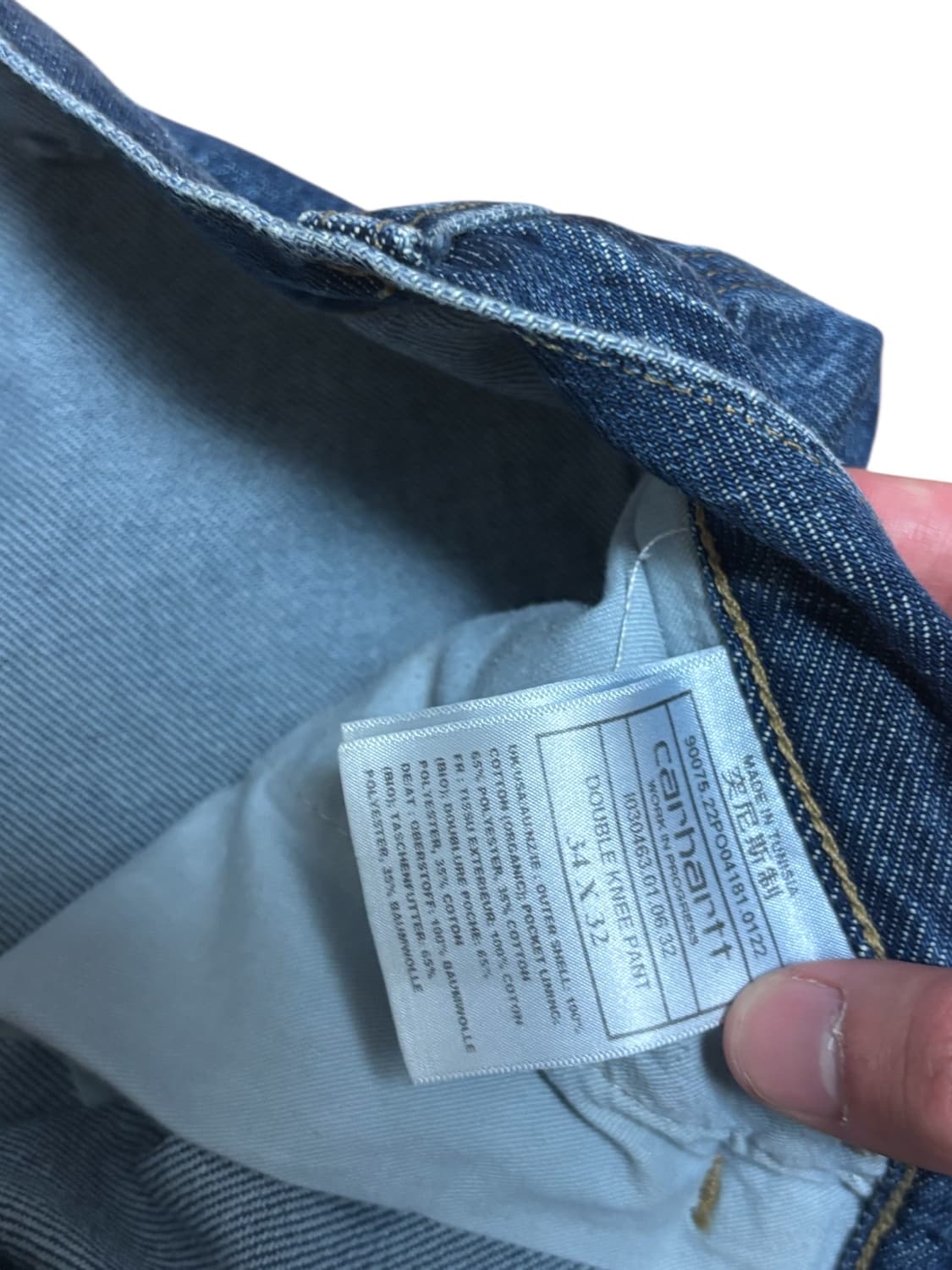 칼하트 wip 더블니 데님 스미스 블루 스톤 워시드 상품이미지8