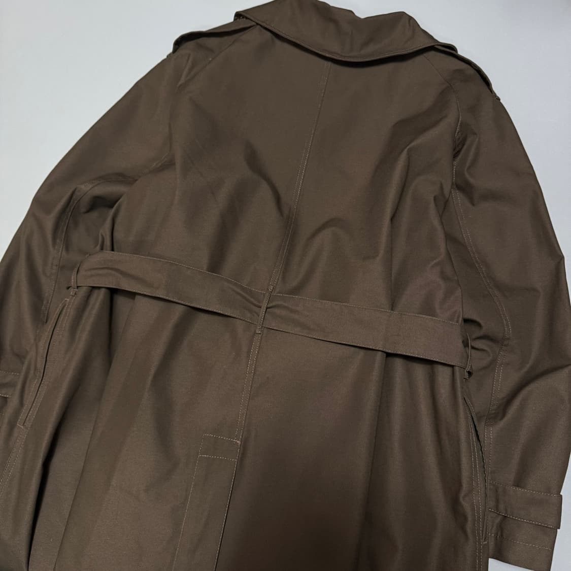 EMMA CLOTHES 다크브라운 폴리에스터 코튼 혼방 오버 트렌치 코트 상품이미지4