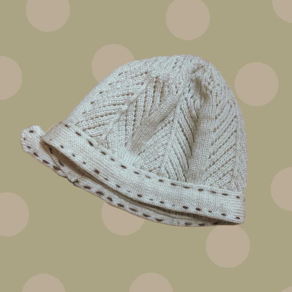 빈티지 모리걸 스티치 니트 비니 아이보리 상품이미지3