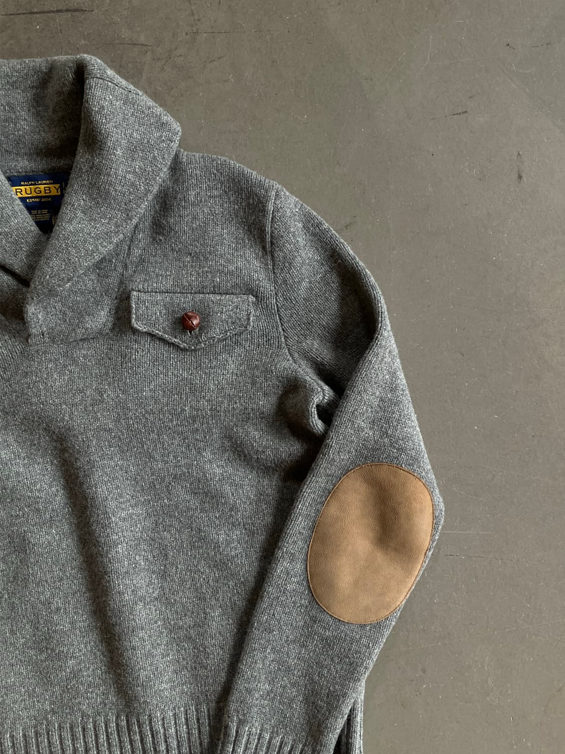 폴로 럭비 숄카라 엘보우 레더패치 니트 S(100) 상품이미지2