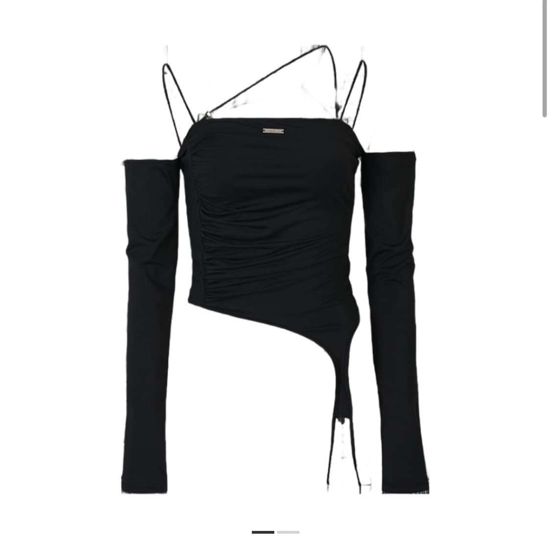 보헤미안서울 오프숄더 커프드 티셔츠 블랙 상품이미지1