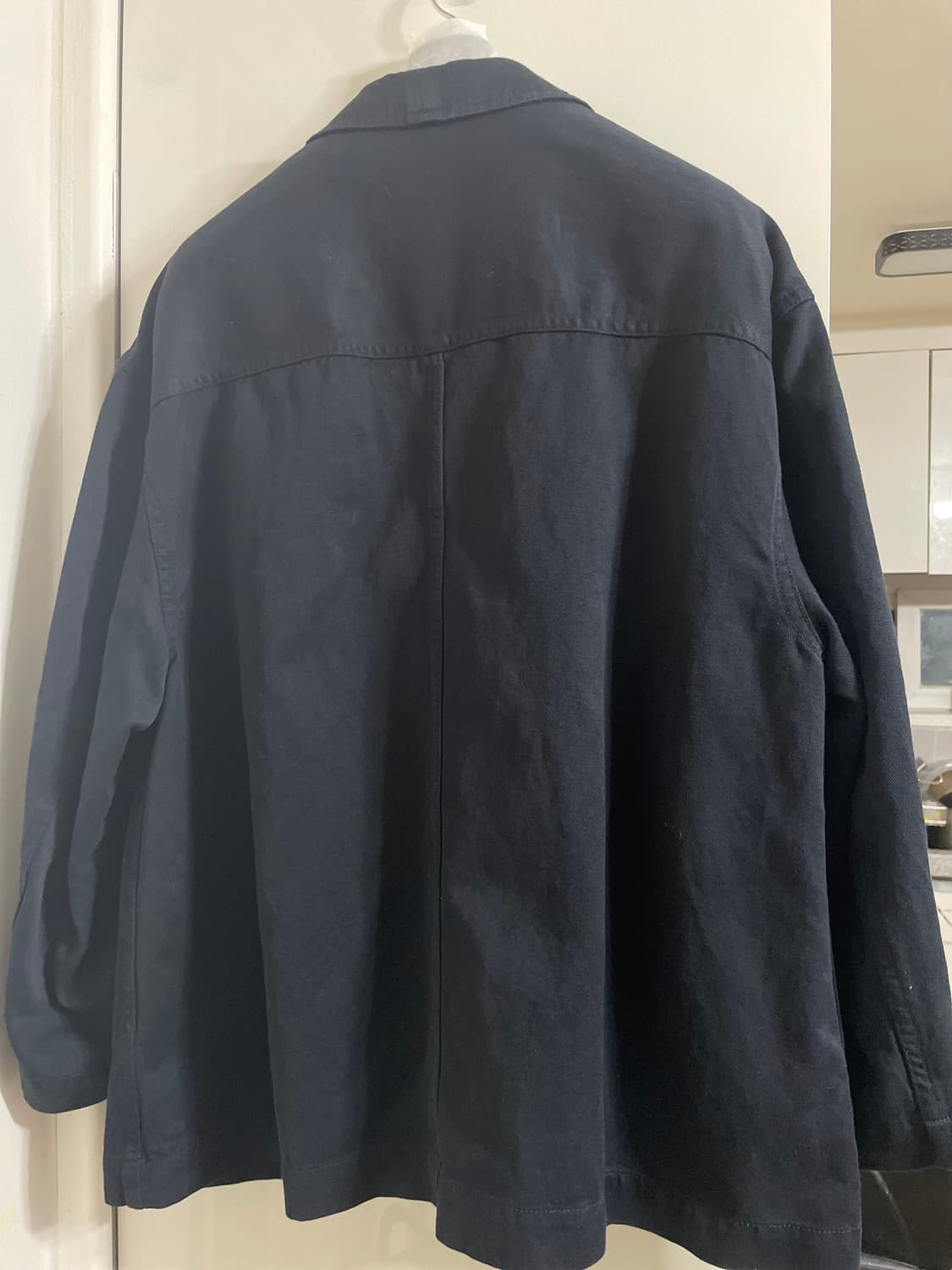 파사드패턴 린넨 커브드 슬리브 블레이저 네이비 상품이미지3