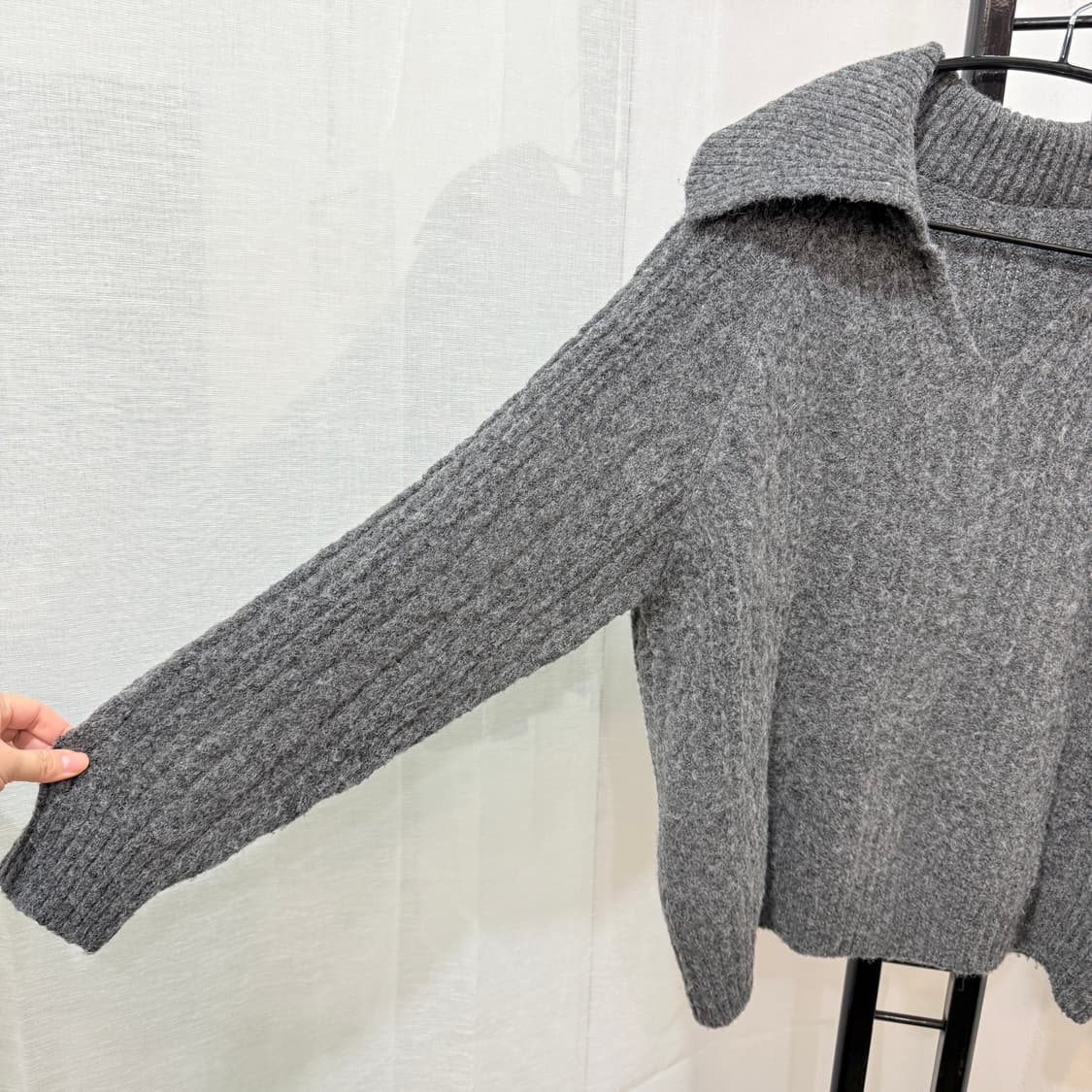 회색 그레이 세라카라 브이넥 v넥 니트 4060 상품이미지3