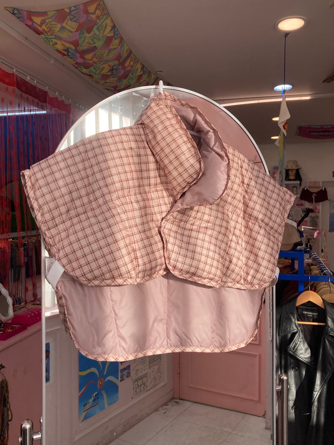 빈티지 체크 리버시블 패딩 조끼 상품이미지1