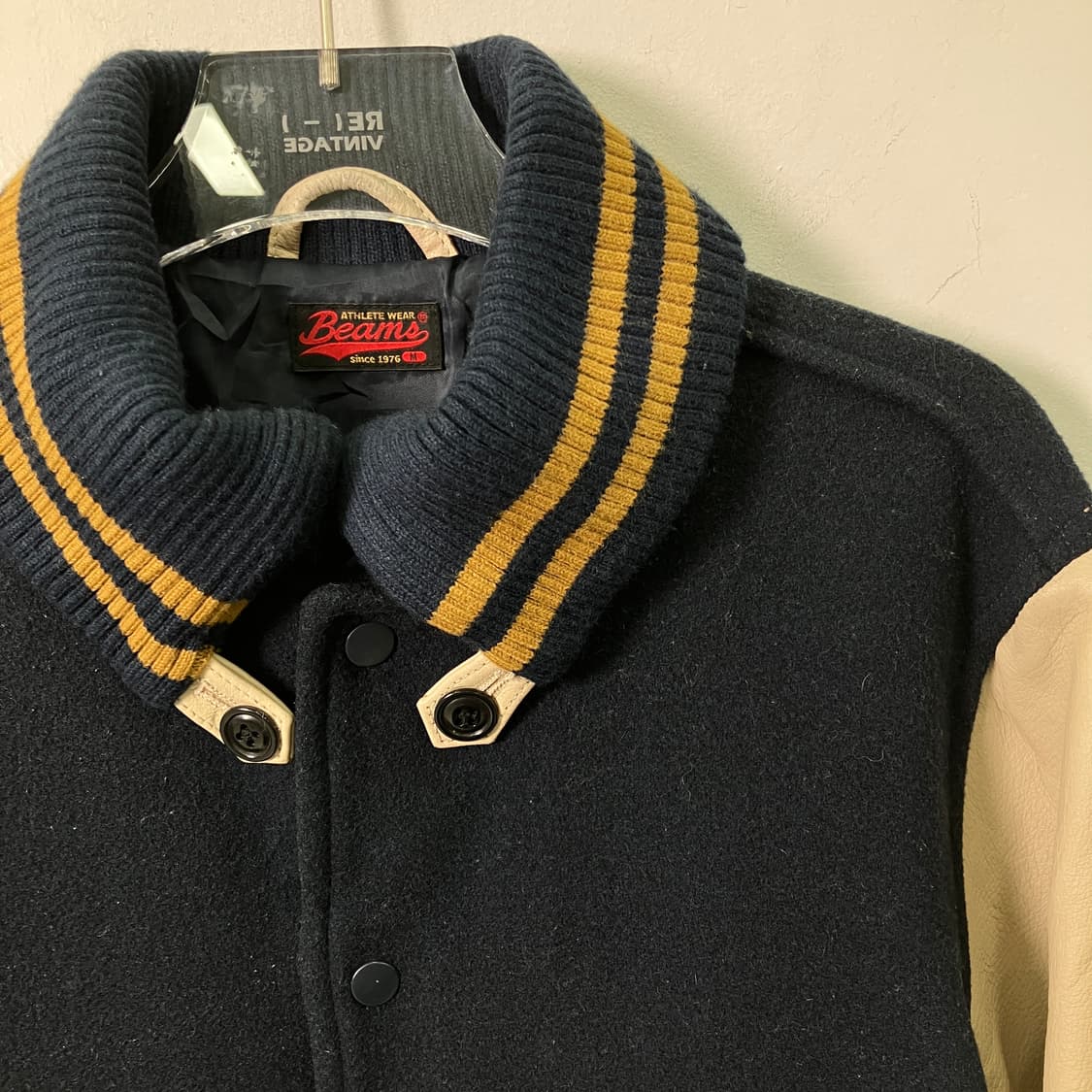 Beams 빔즈 레더패치 바시티 자켓 M 상품이미지4