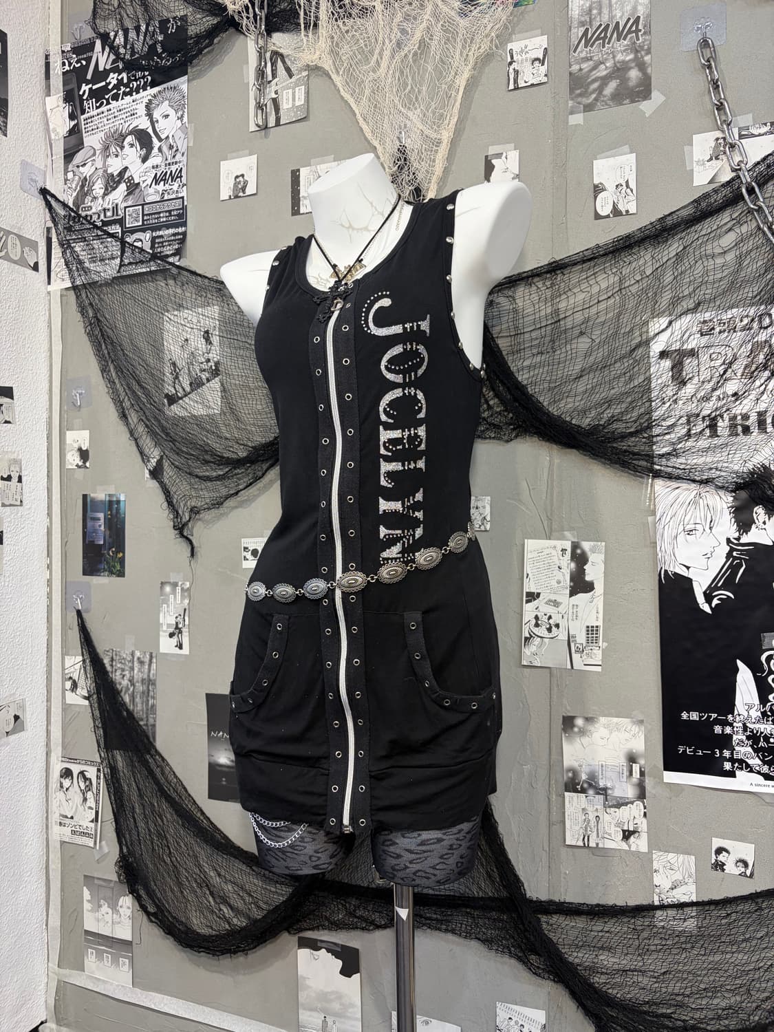 Gothic Rivet Glitter zip up one piece 상품이미지5