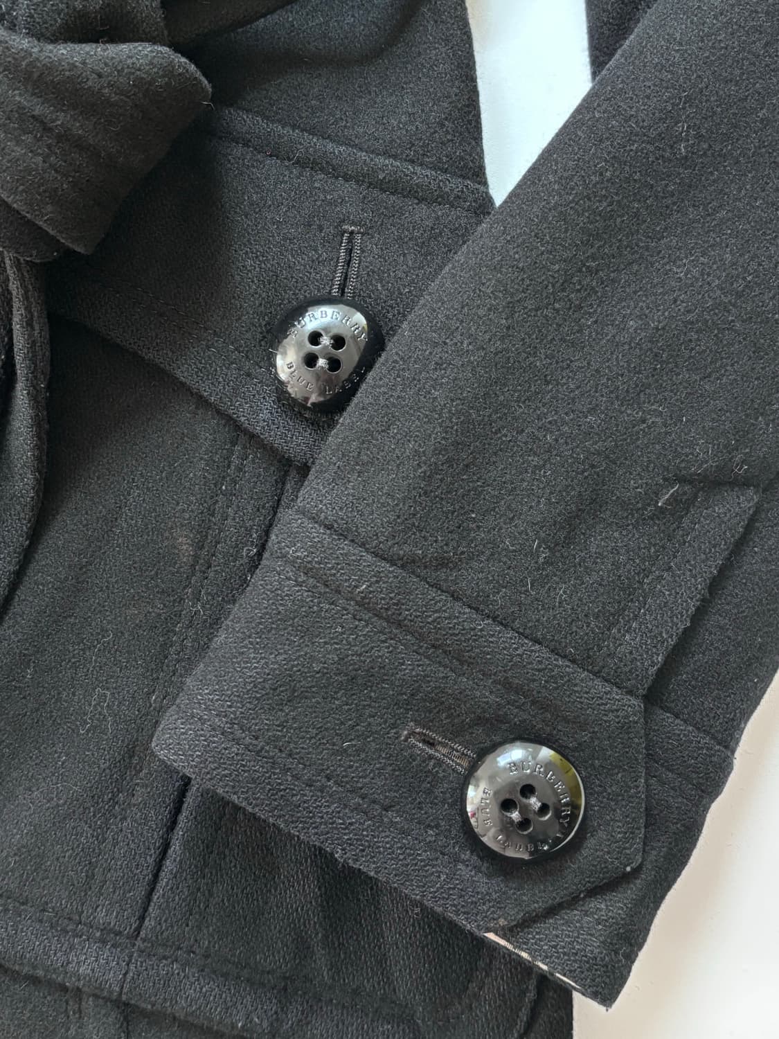 Burberry 버버리 블루라벨 퍼 숄카라 블랙 울 코트 상품이미지6