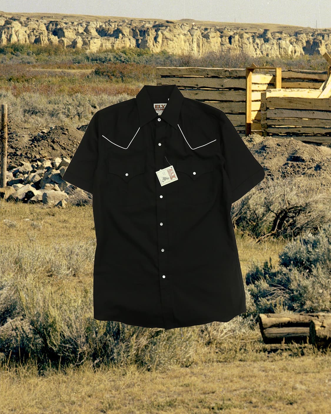 Ely Cattleman 블랙 웨스턴 반팔 셔츠  상품이미지1