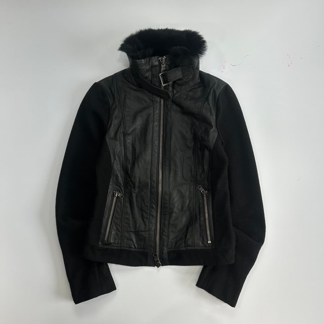 Armani 아르마니 블랙 레더 퍼 무스탕 상품이미지4