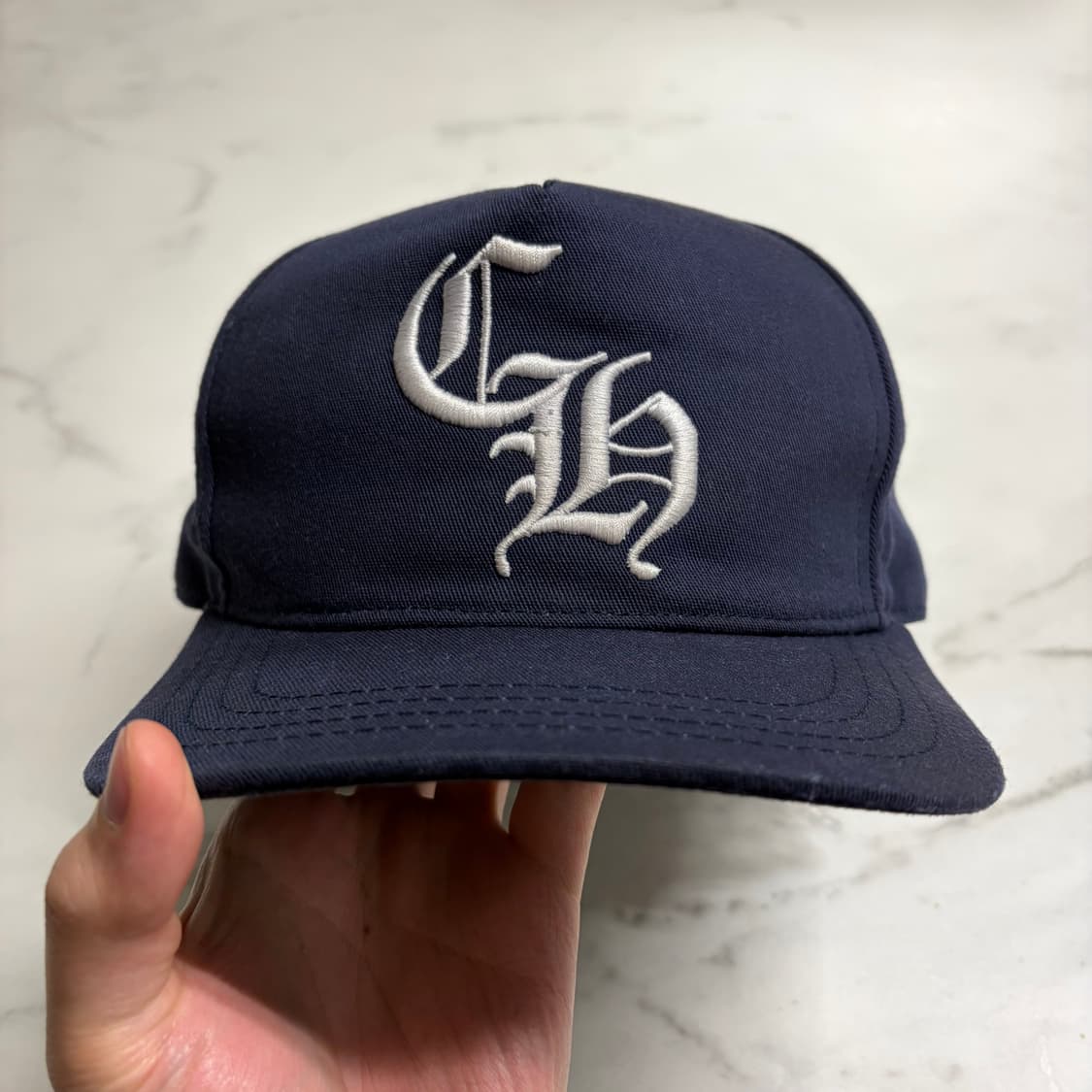 레어) 크롬하츠 Ch 로고 자수 베이스볼 캡 모자 네이비 OS 상품이미지1