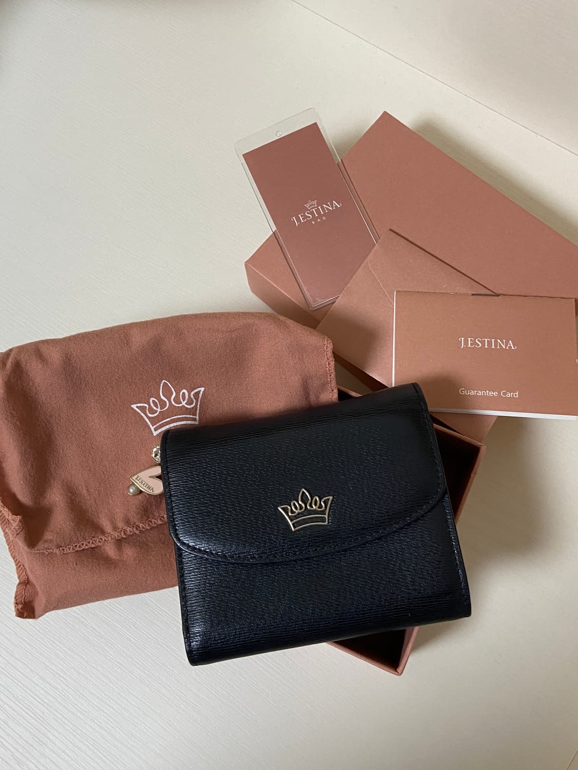제이에스티나 3단 반지갑 블랙 핑크 상품이미지1