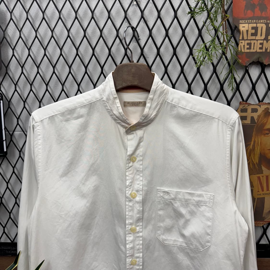 버버리 브릿 긴팔 셔츠 코튼 버튼업 원포켓 디테일 화이트 상품이미지3
