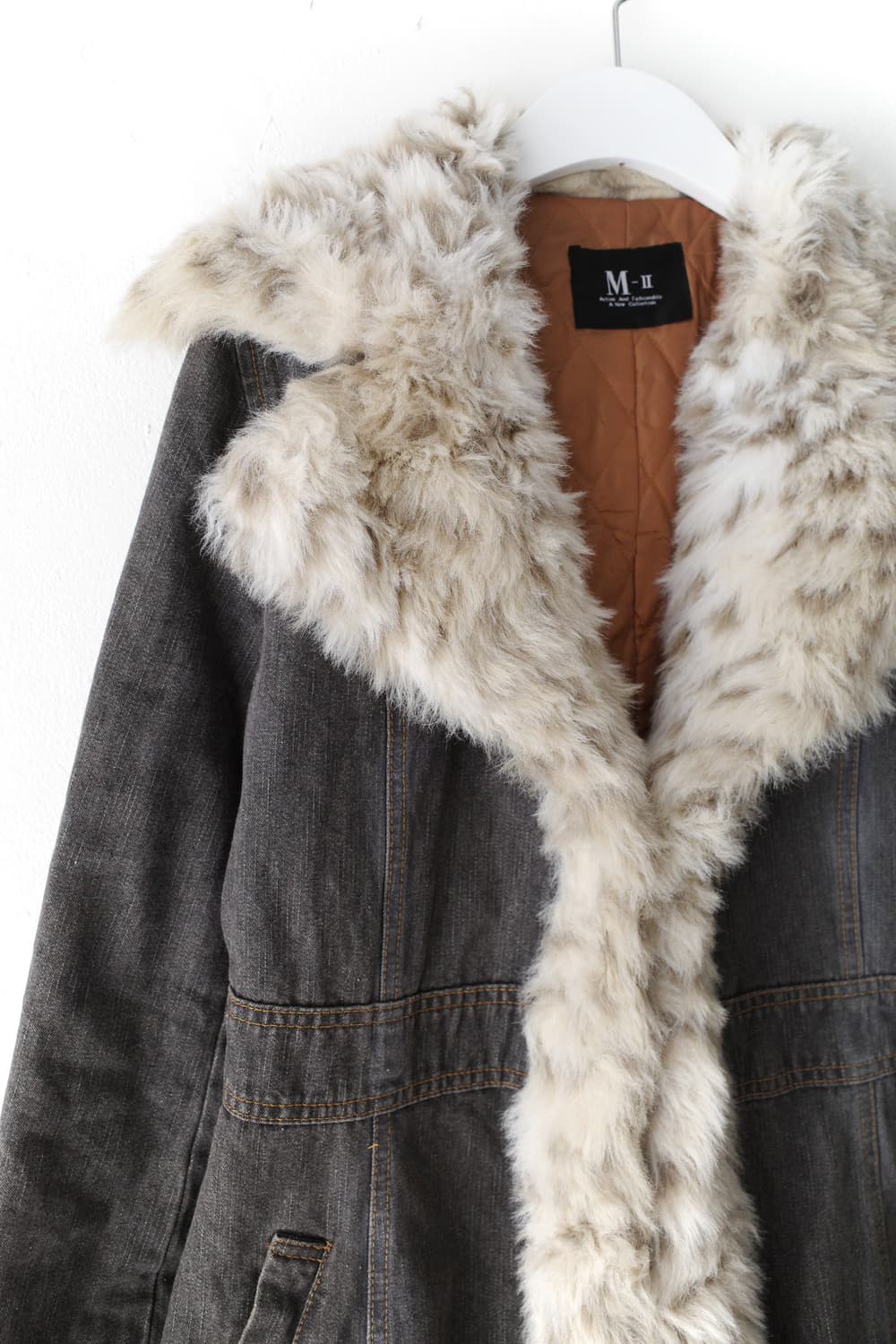 denim long fur jacket 상품이미지3