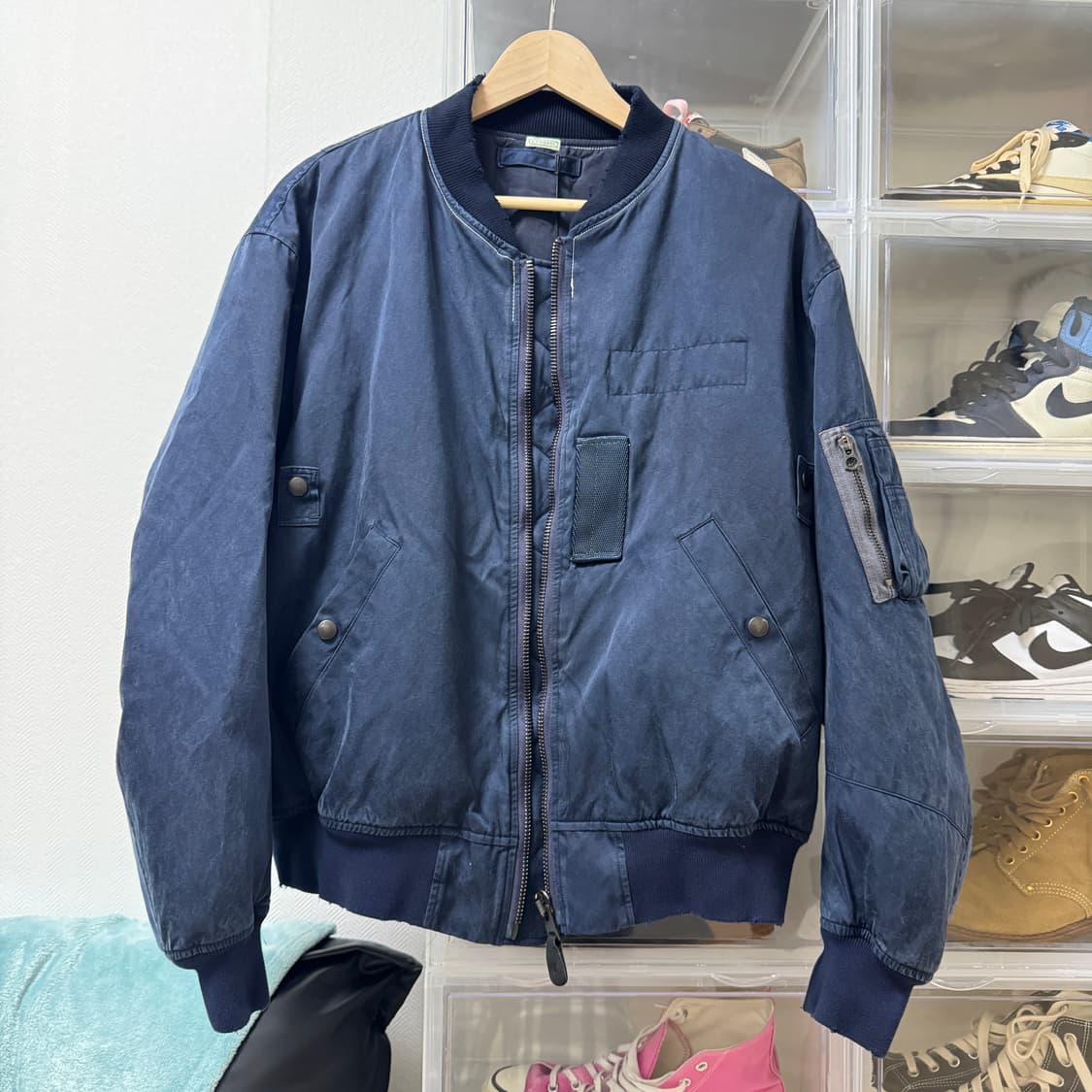 [3]아프레쎄 빈티지 실크 플라이트 자켓 / 네이비 (ma-1) 상품이미지1