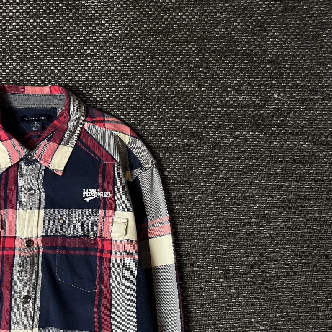 타미힐피거 키즈 투포켓 네이비 레드 화이트 체크 긴팔 셔츠 14 상품이미지3