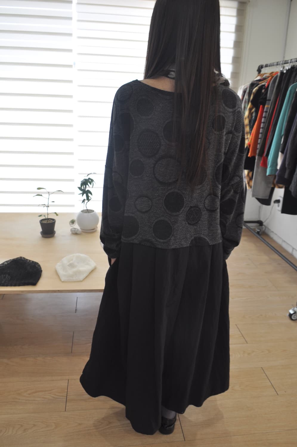 도트 롱 원피스 상품이미지1