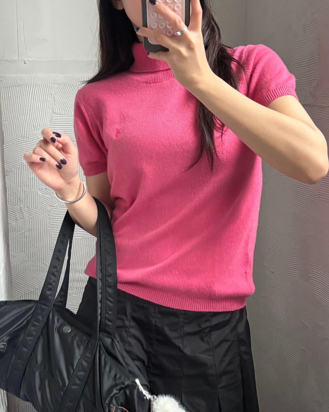 Polo 랄프로렌 캐시미어100 핑크컬러 터틀넥 반팔니트 상품이미지8