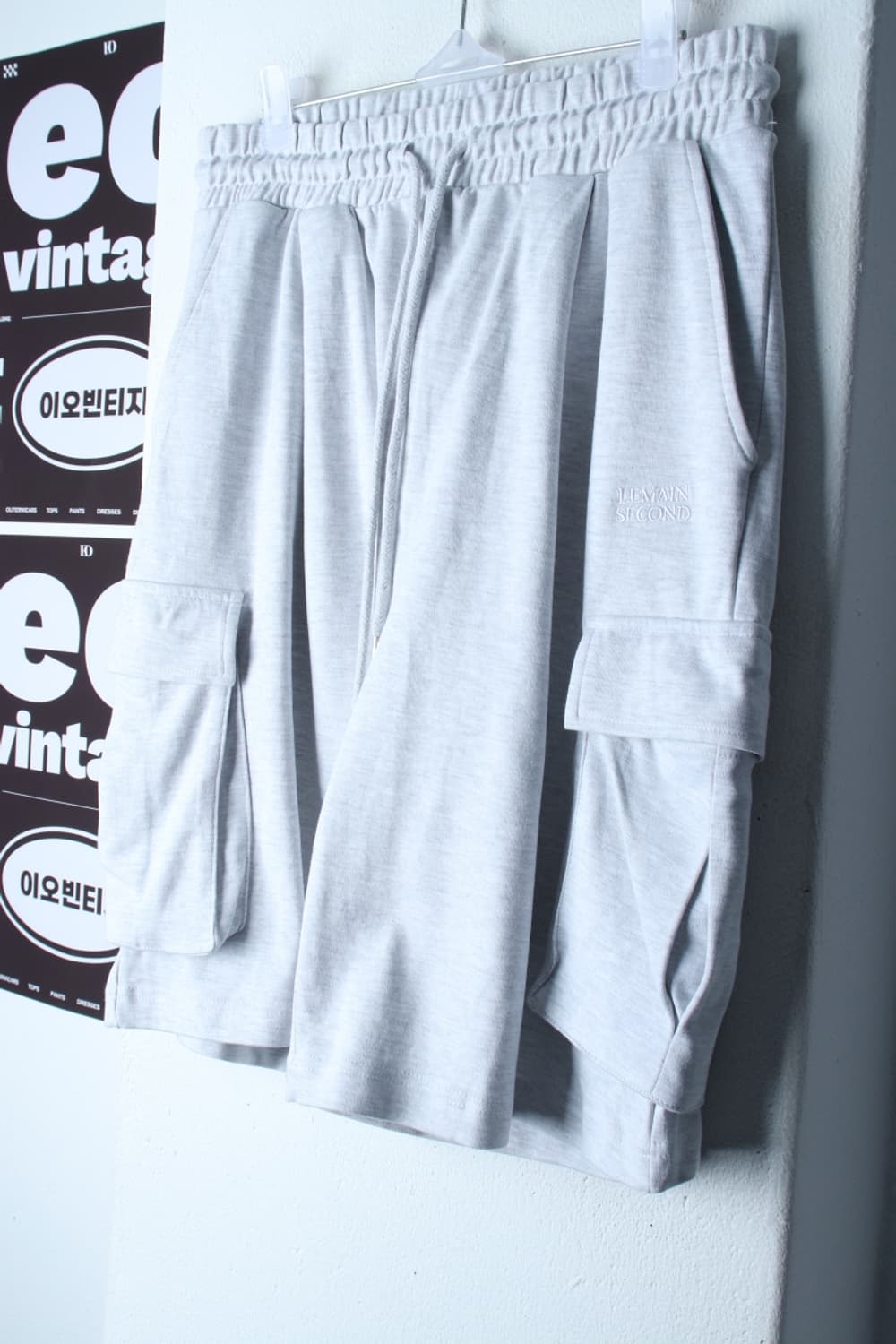 (L-XL) 리메인세컨드 반바지 팬츠 카고 멜란지 밴딩-P1P10318 상품이미지1