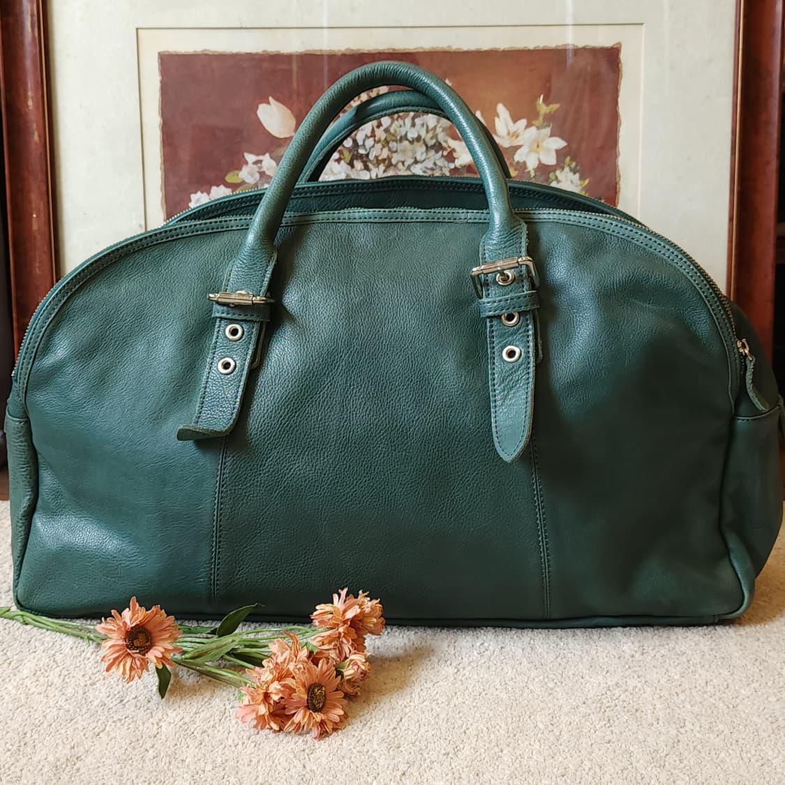 써로우 브레이스 에메랄드 레더 핸드메이드 트레블 보스턴 백 상품이미지2