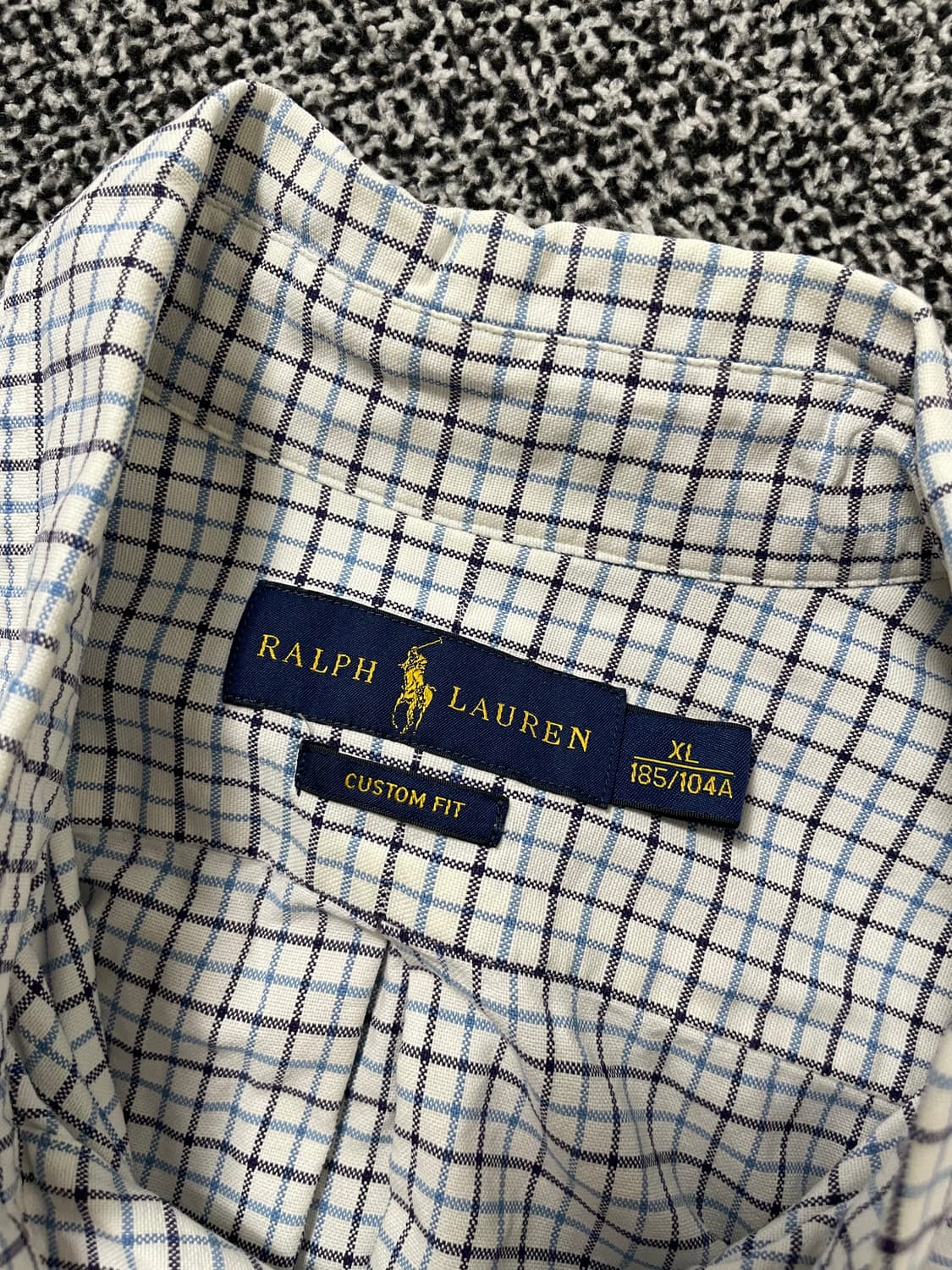 빈티지9. 폴로랄프로렌 체크 패턴 커스텀핏 셔츠 블루 화이트 상품이미지4