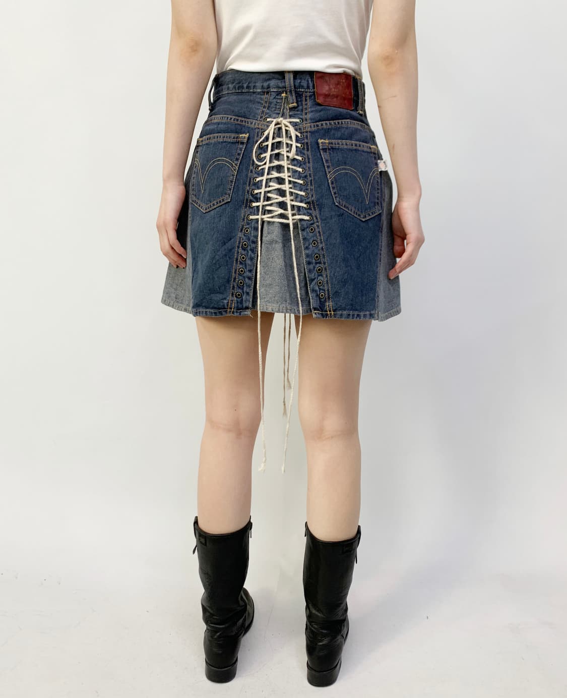 KINKY JEANS 히스테릭 글래머 데님 레이스업 미니 스커트 상품이미지4