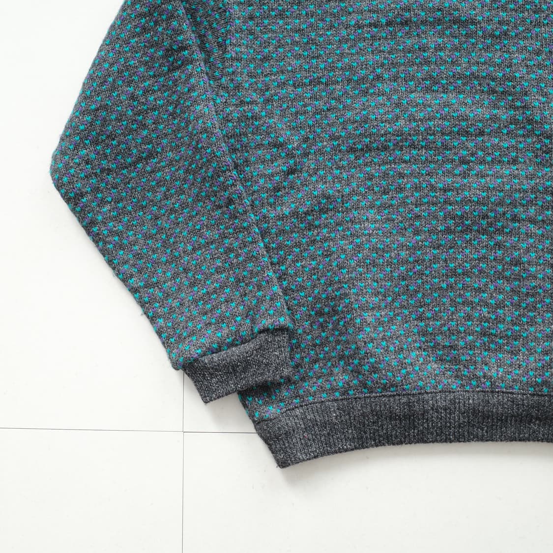 90s 엘엘빈 노르웨이 생산 울혼방 버드아이 피셔맨 니트  상품이미지10