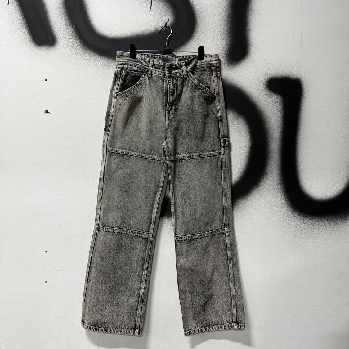 메종미네드 워싱 디테일 카고 카펜터 와이드 데님 팬츠 상품이미지1