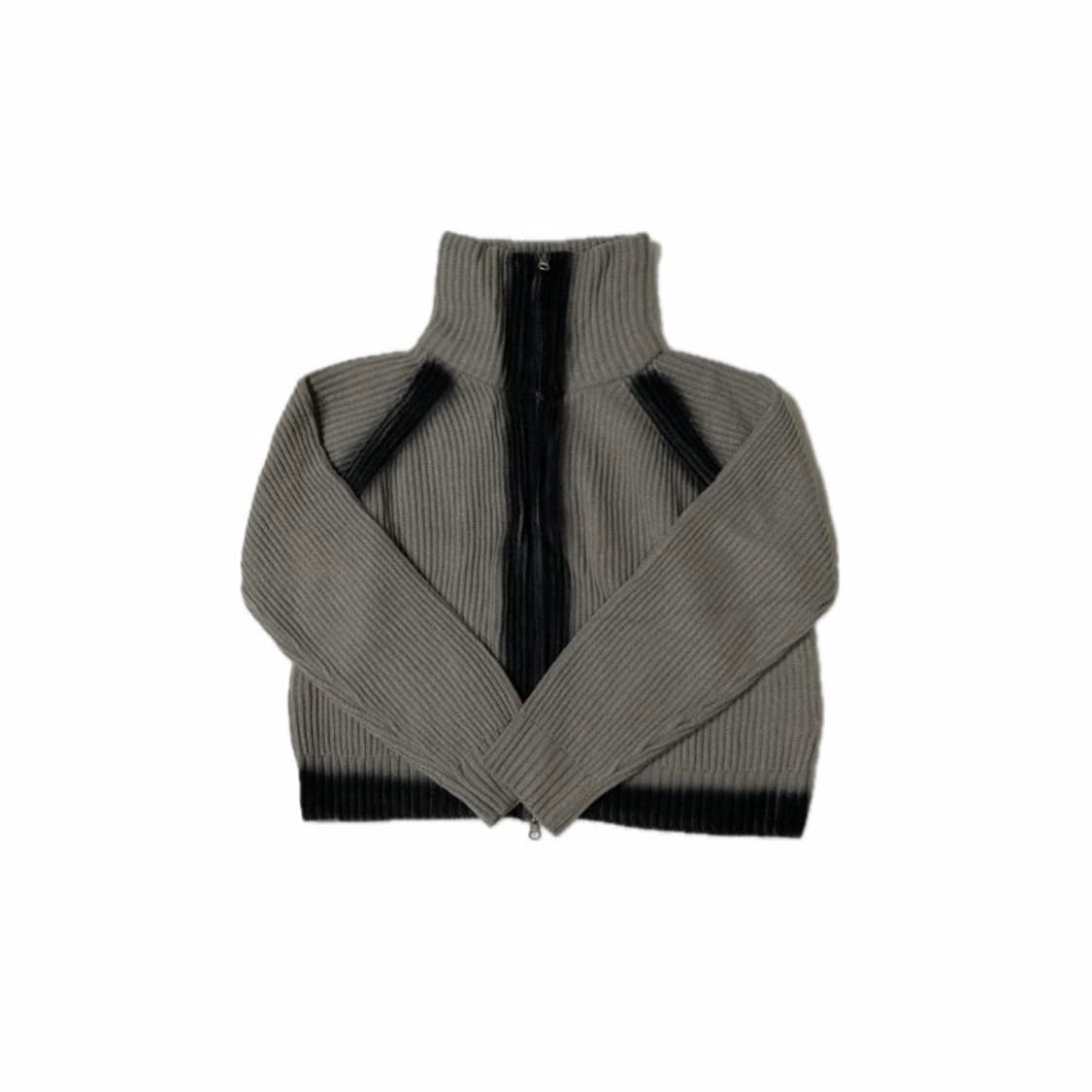 엘리오티 페인팅 니트 집업 베이지 상품이미지1