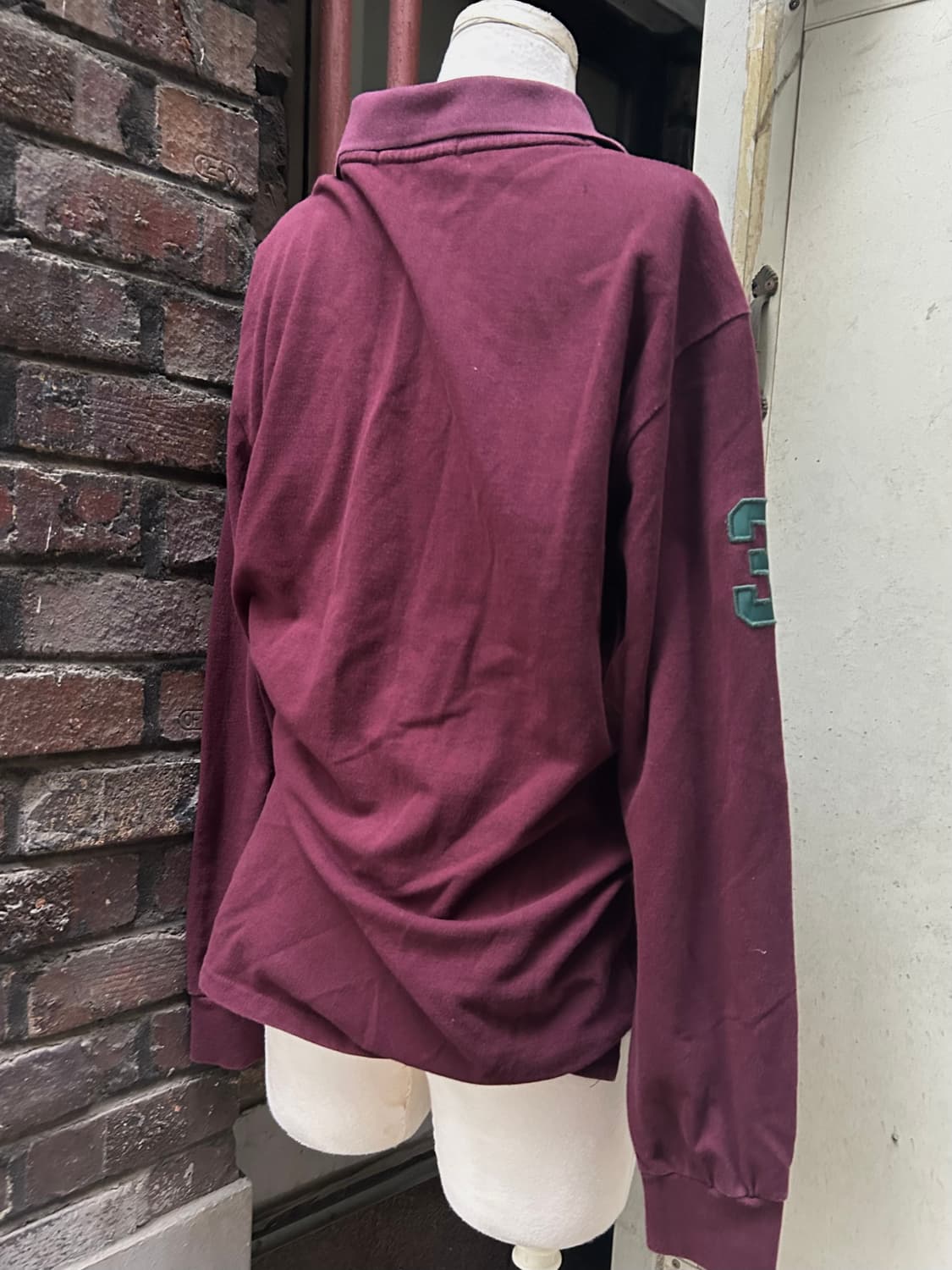 *rare* 2000s 폴로 버건디 빅포니 카라 롱슬리브 상품이미지2