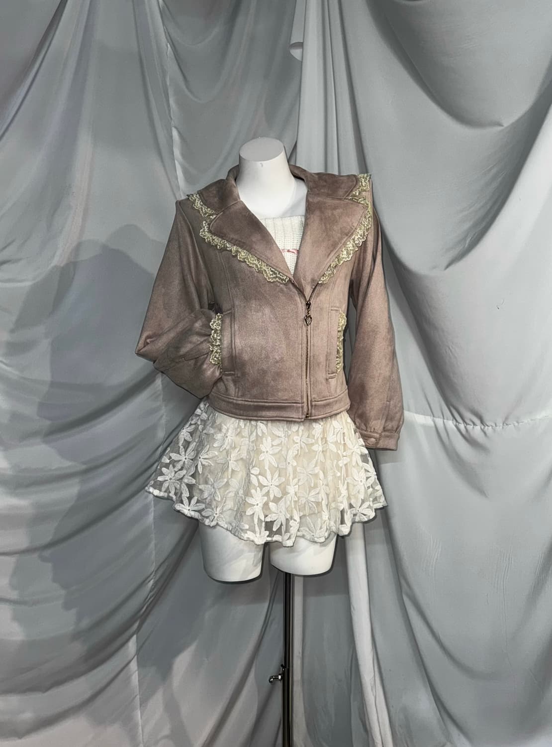 하치깔 러블리갸루 뮤트핑크 화이트 리즈리사깔 엑팜깔 폭닥 코디세트 상품이미지6