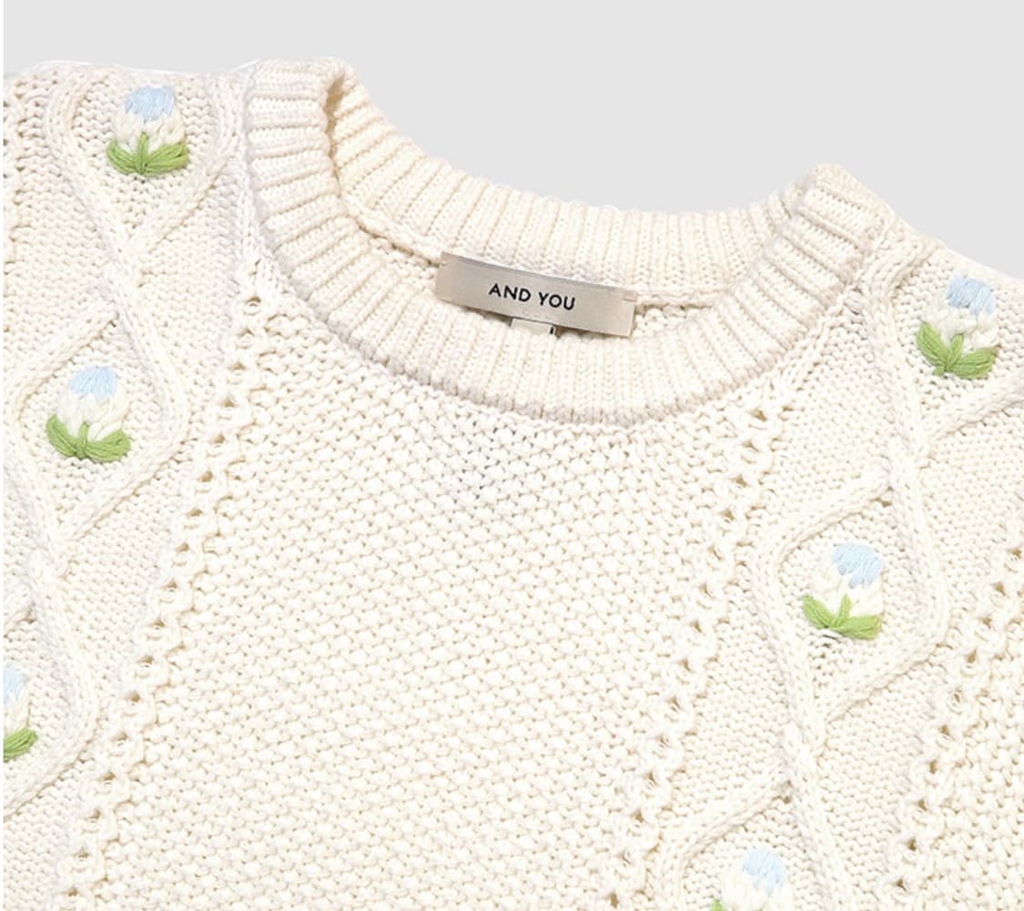앤유 몬벌크 피셔맨 플라워 니트 (Ivory) 66사이즈 새제품 상품이미지6