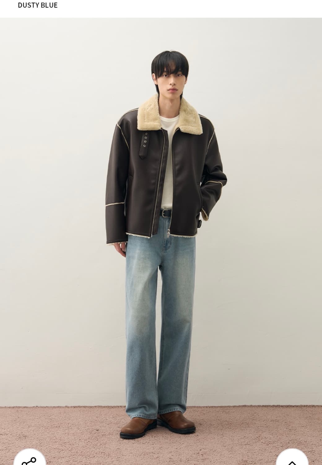 (새상품)(L)드로우핏 유주얼 세미 와이드 데님 팬츠 DUSTY BLUE 상품이미지3