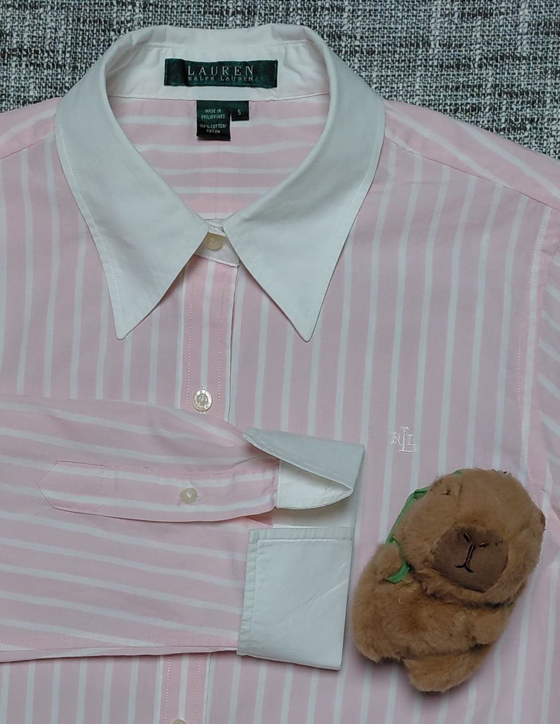 [S] 로렌 랄프로렌 스트라이프 클레릭 셔츠 (핑크) 상품이미지2