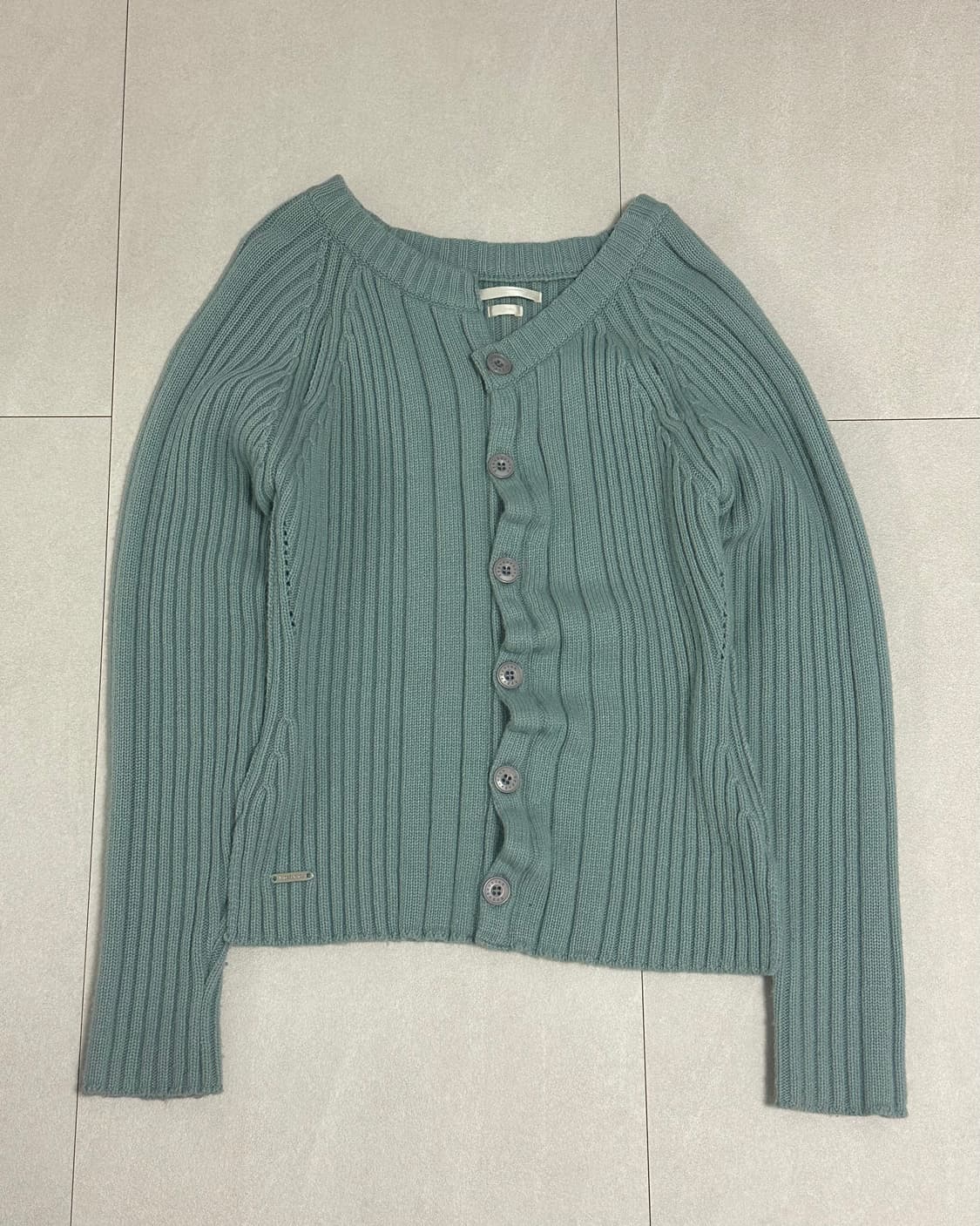 타입서비스 애시미트리 슬릿 니트 가디건 민트 상품이미지2