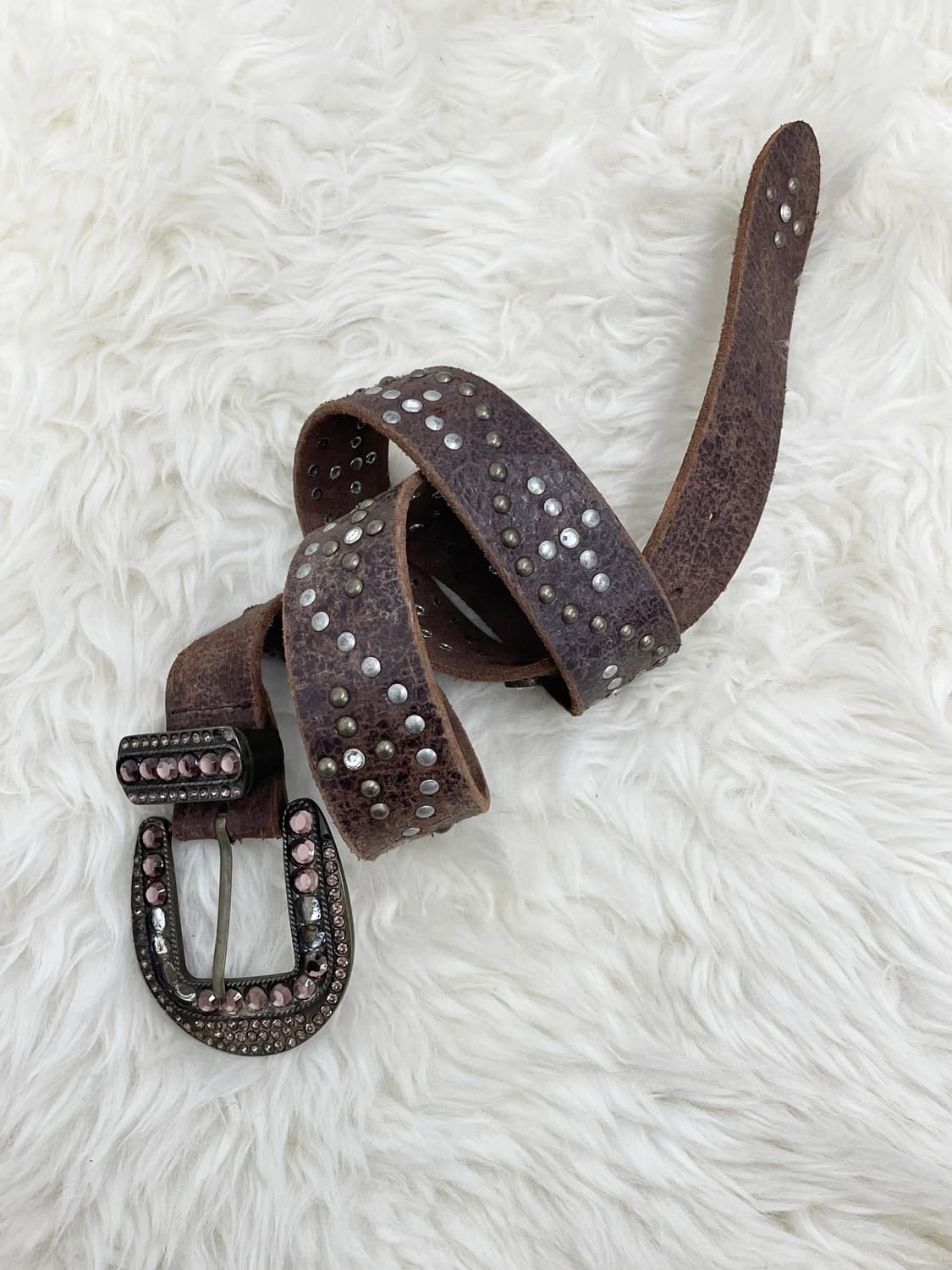 리얼레더 웨스턴 스터드 버클 벨트 상품이미지1