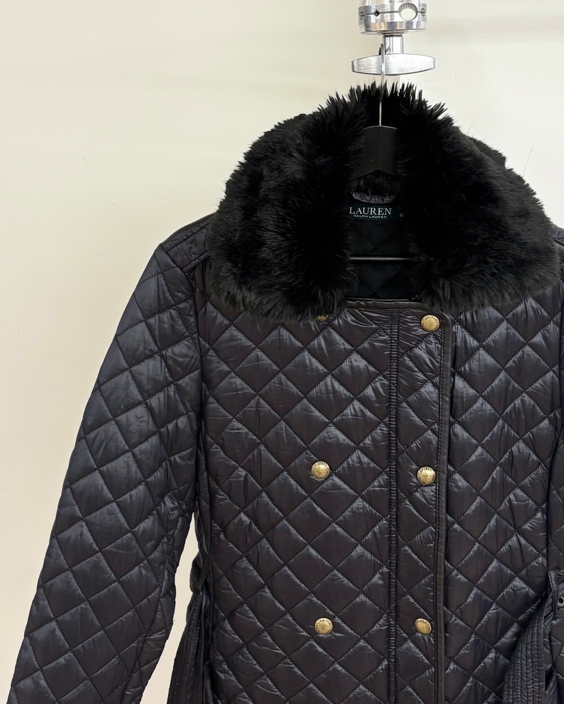 폴로 랄프로렌 블랙 퍼카라 벨티드 퀼팅 코트 상품이미지3
