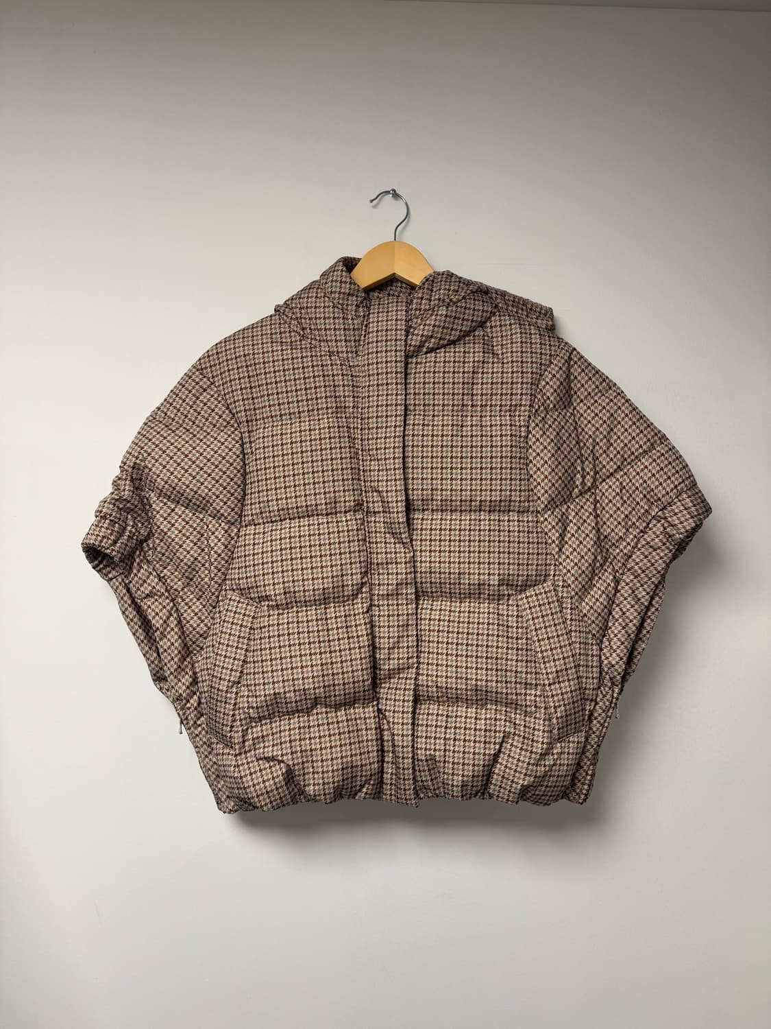 FAYEWOO 페이우 르블랑 체크 케이프 덕다운 패딩 베스트 조끼 S 상품이미지3