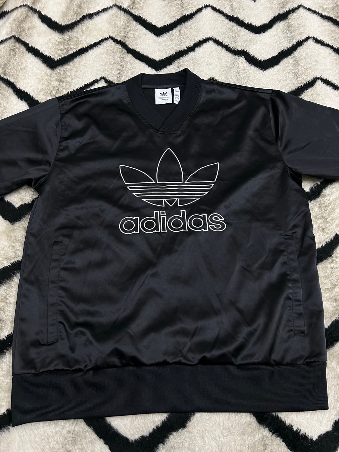 [S]아디다스 사틴 빅로고 져지 맨투맨/블랙 상품이미지3