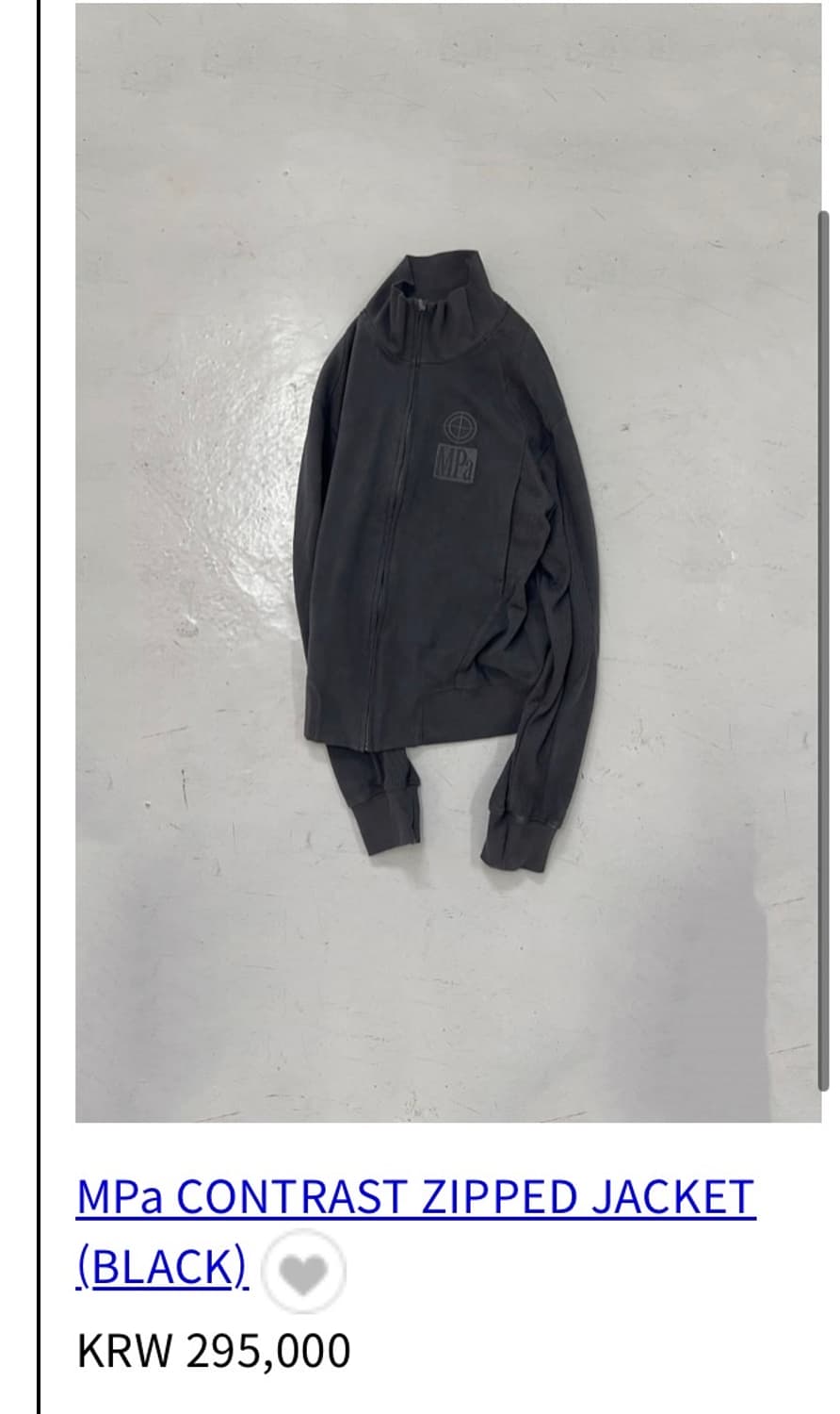 MPa CONTRAST ZIPPED JACKET (BLACK). 상품이미지1