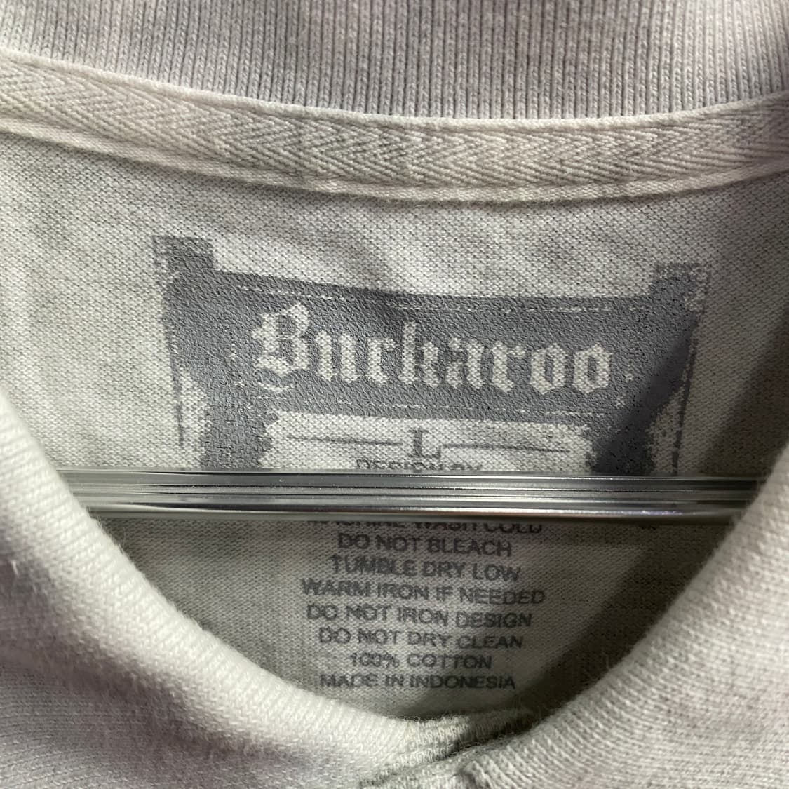 버커루 20수 빈티지 스노우 워싱 라이트그레이 카라넥 반팔 티셔츠 B46 상품이미지7