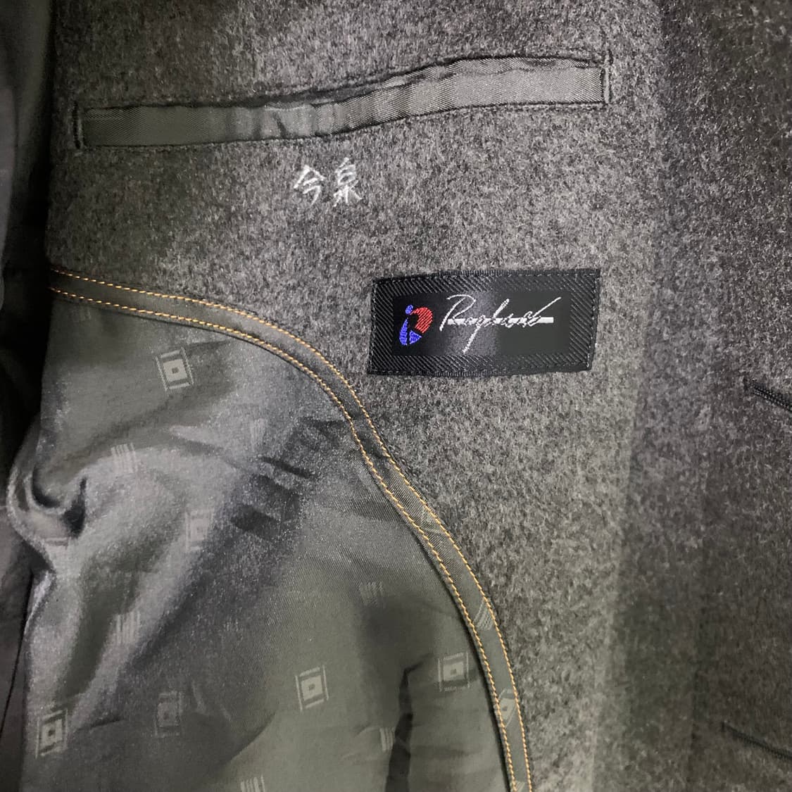 빈티지 캐시미어 100% 차콜 그레이 롱 코트 상품이미지7